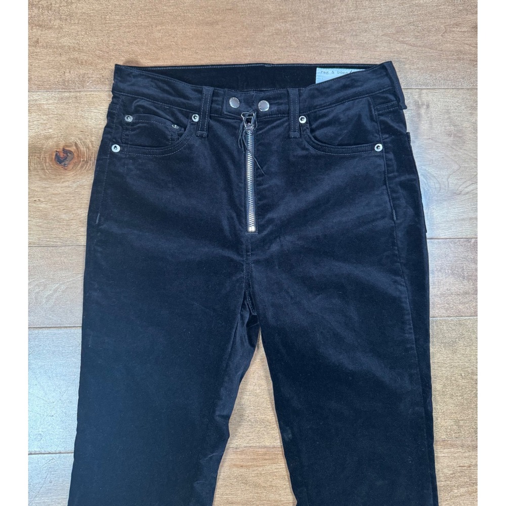 Rag & Bone Dojo High Waist Ankle Skinny Pants Black Velvet Women's 28 NWOT - Picture 3 of 7